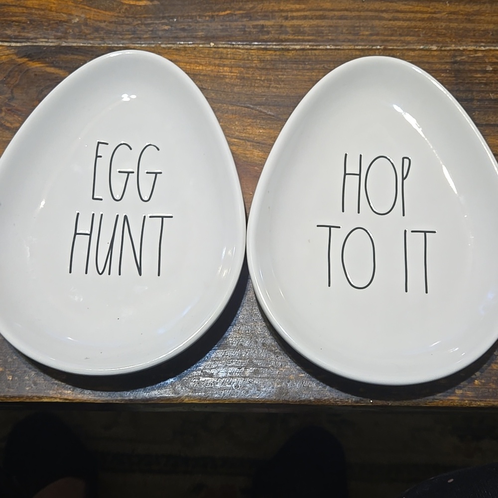 Rae Dunn EGG Shaped Easter Plates Set of 2